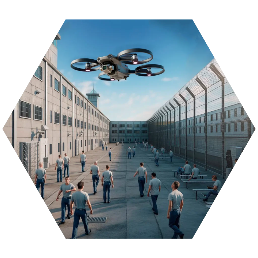 Control antidrón de ASDT en cárceles para evitar el uso ilegal de drones en entregas y fugas.