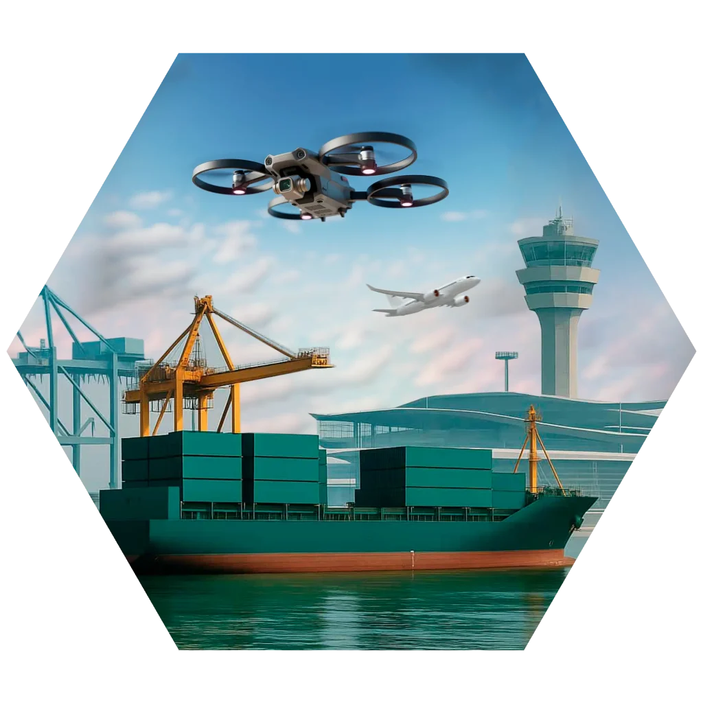 asdt-fronteras-puertos-aeropuertos-soluciones Sistema ASDT controlando tráfico aéreo no tripulado cerca de pistas y terminales estratégicas.