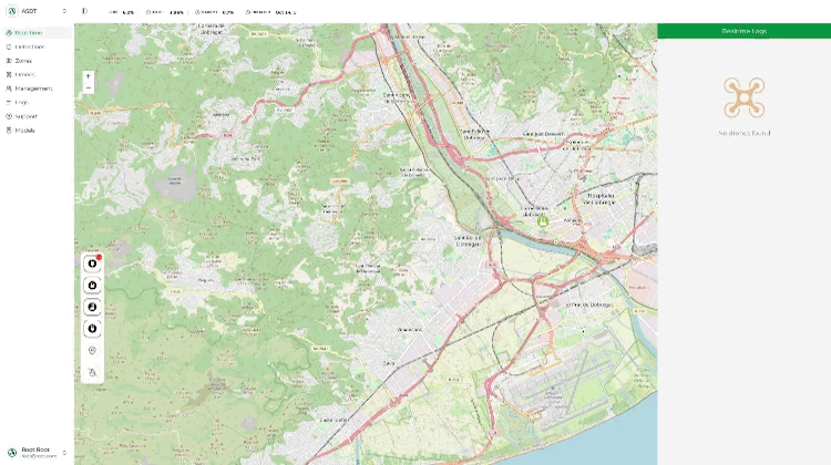 Gestión de neutralización Animación que muestra el proceso de gestión y neutralización selectiva de un dron detectado.